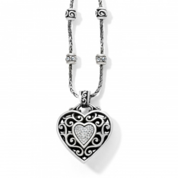 Brighton "Reno Hearts" Classic Scrolled Filigree Heart Pendant Neck! Reversible - Picture 2 of 13